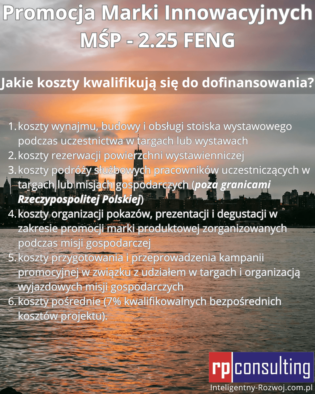 Promocja Marki Innowacyjnych MŚP (2.25 FENG) - katalog kosztów kwalifikowanych
